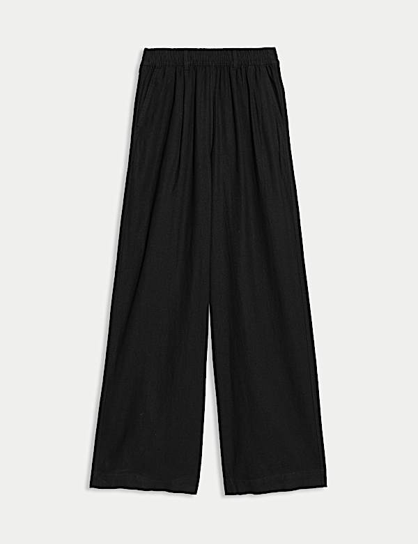 Linen Rich Wide Leg Trousers - HU