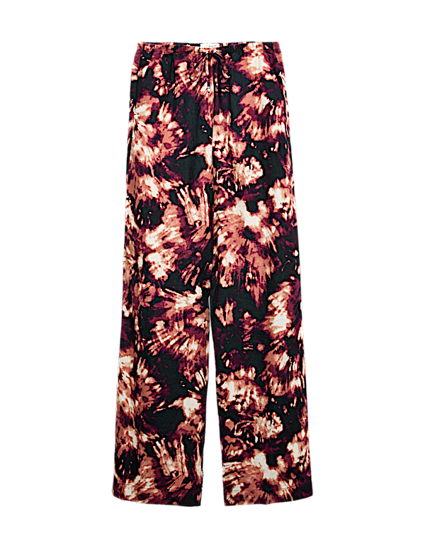 Pure Linen Drawstring Wide Leg Trousers