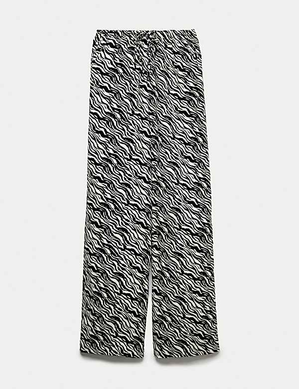 Pure Linen Drawstring Wide Leg Trousers