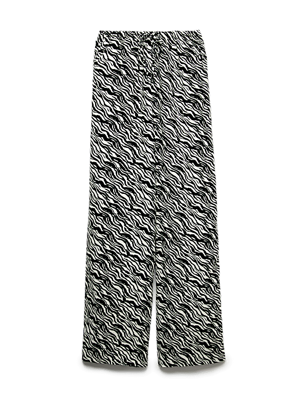 Pure Linen Drawstring Wide Leg Trousers