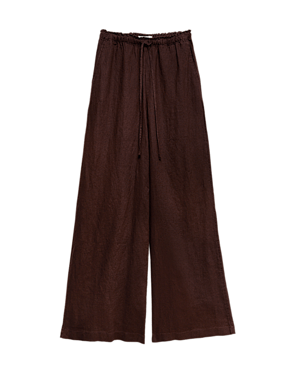 Pure Linen Wide Leg Palazzo Trousers