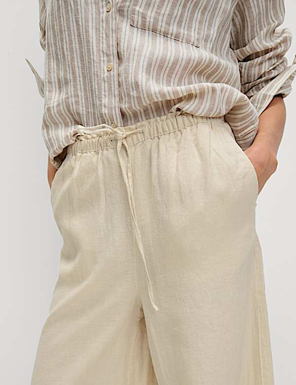 Pure Linen Wide Leg Palazzo Trousers - NO