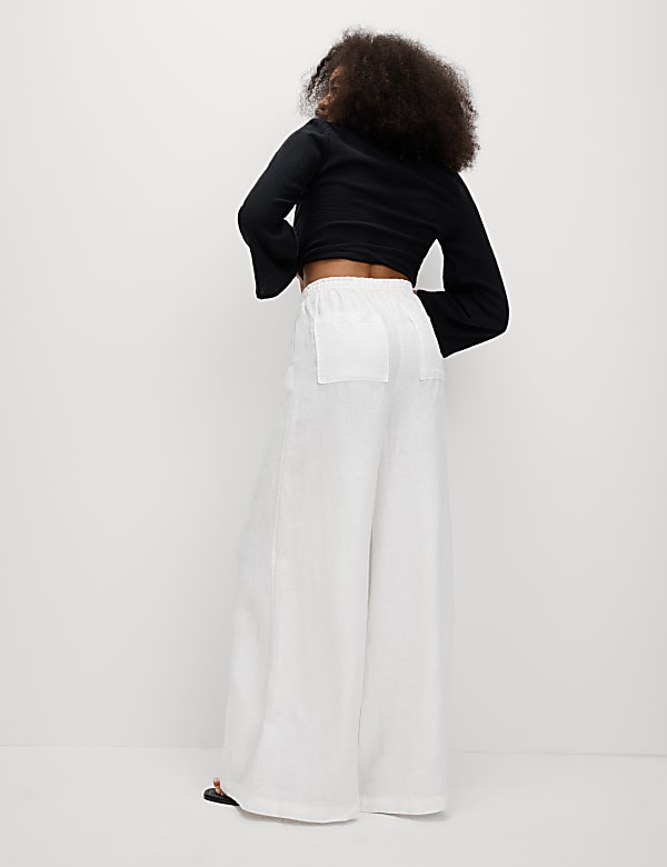 Pure Linen Palazzo Trousers