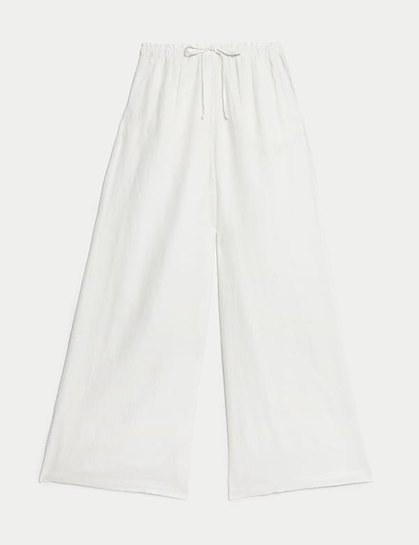 Pure Linen Wide Leg Palazzo Trousers - US