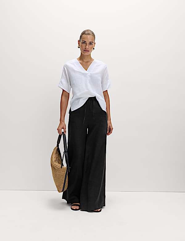 Pure Linen Palazzo Trousers