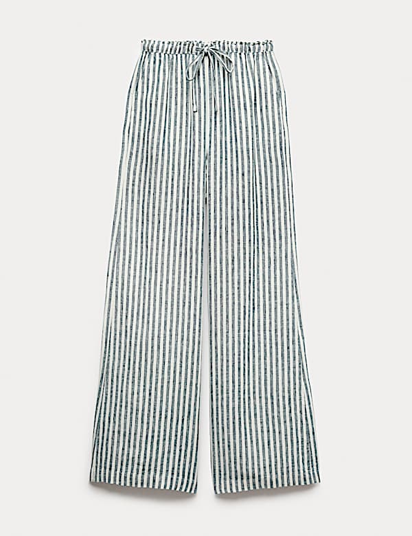 Pure Linen Wide Leg Palazzo Trousers - AT