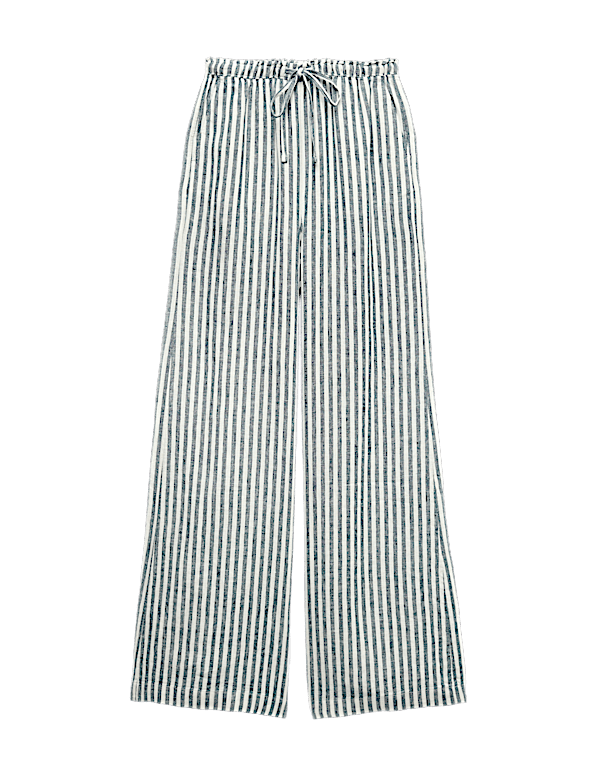 Pure Linen Wide Leg Palazzo Trousers