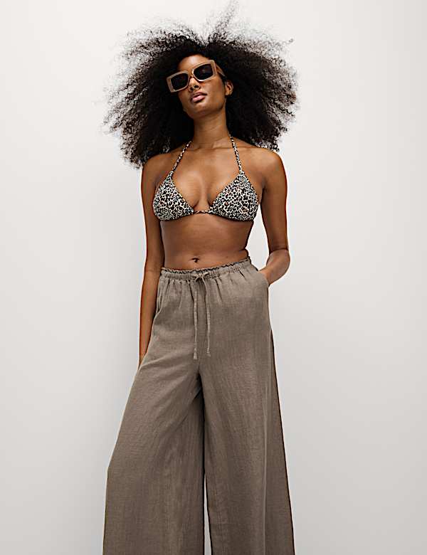 Pure Linen Palazzo Trousers