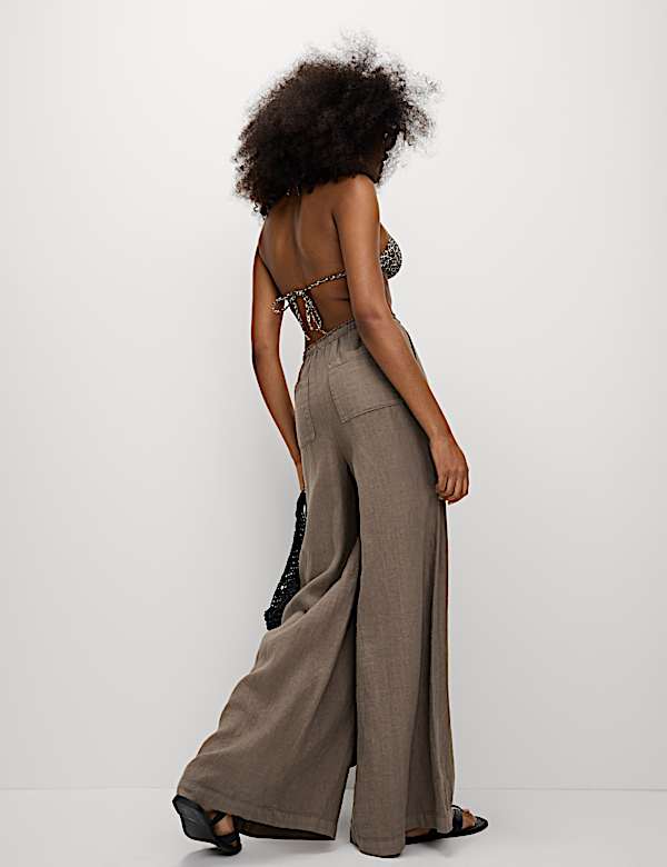 Pure Linen Palazzo Trousers