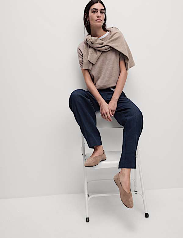 Pure Linen Tapered Trousers