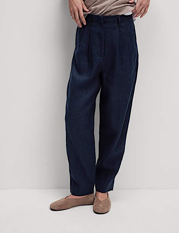 Pure Linen Tapered Trousers