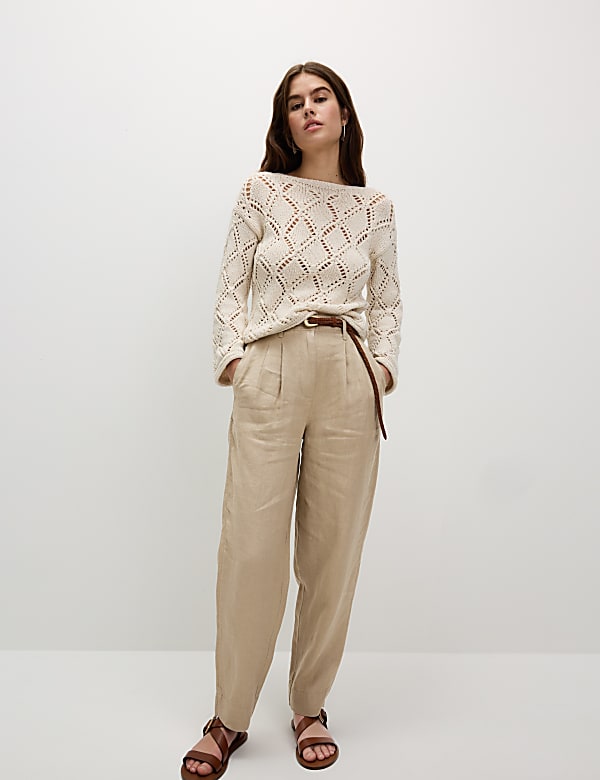 Pure Linen Tapered Trousers