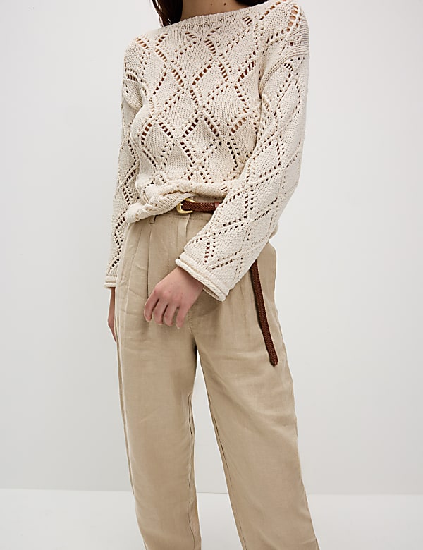 Pure Linen Tapered Trousers