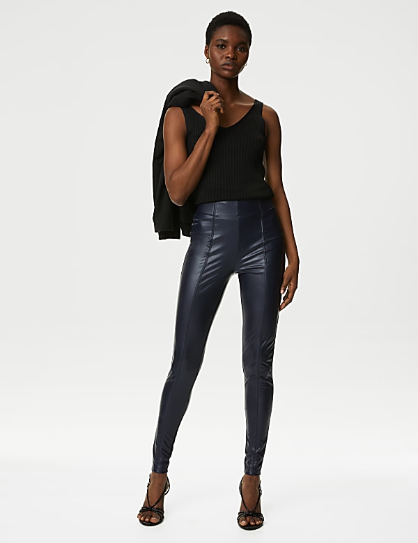 Leather Look High Waisted Leggings