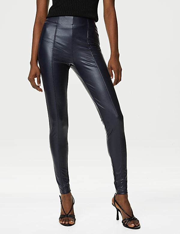 Leather Look High Waisted Leggings