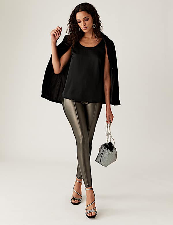Leather Look High Waisted Leggings