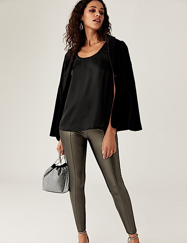 Leather Look High Waisted Leggings