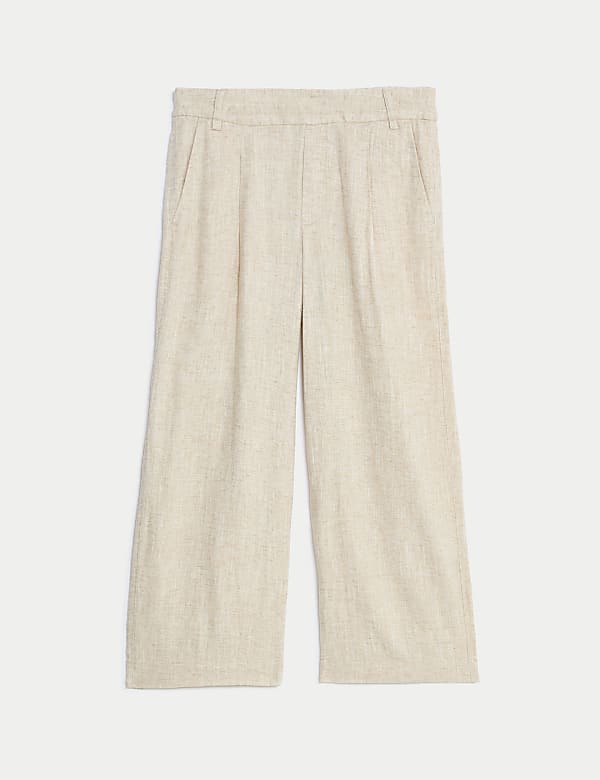 Linen Rich Wide Leg Cropped Trousers - AT