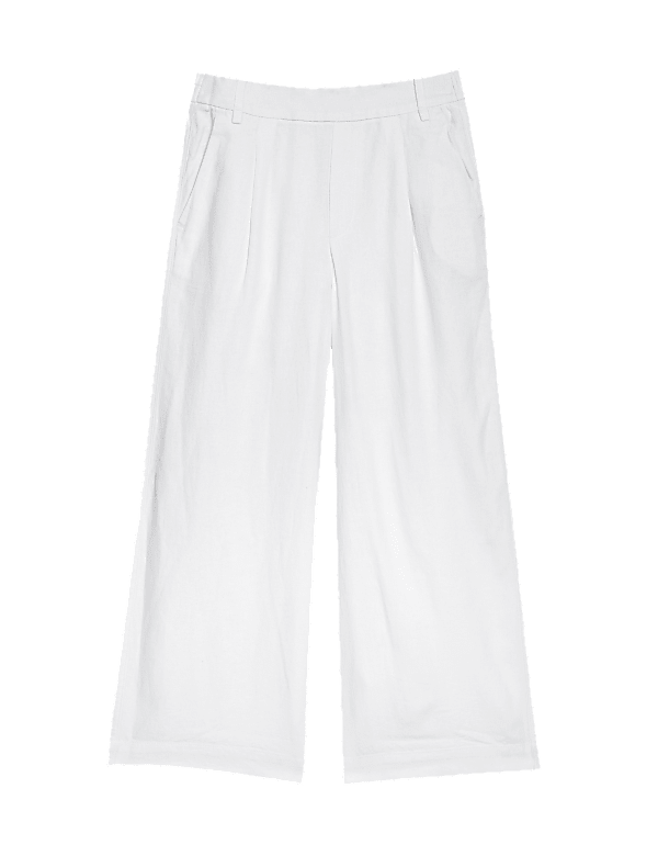 Linen Rich Wide Leg Cropped Trousers
