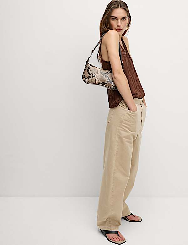 Elasticated Waist Barrel Leg Casual Trousers