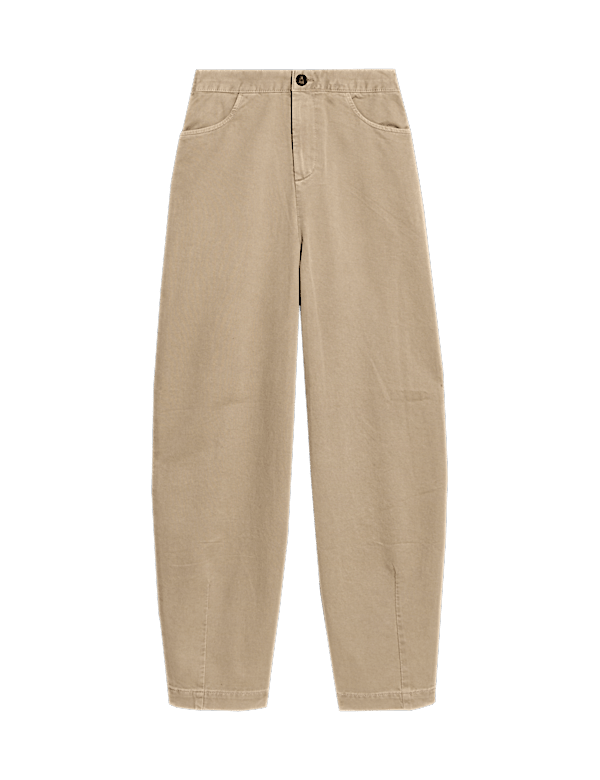 Elasticated Waist Barrel Leg Casual Trousers