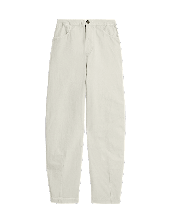 Elasticated Waist Barrel Leg Casual Trousers