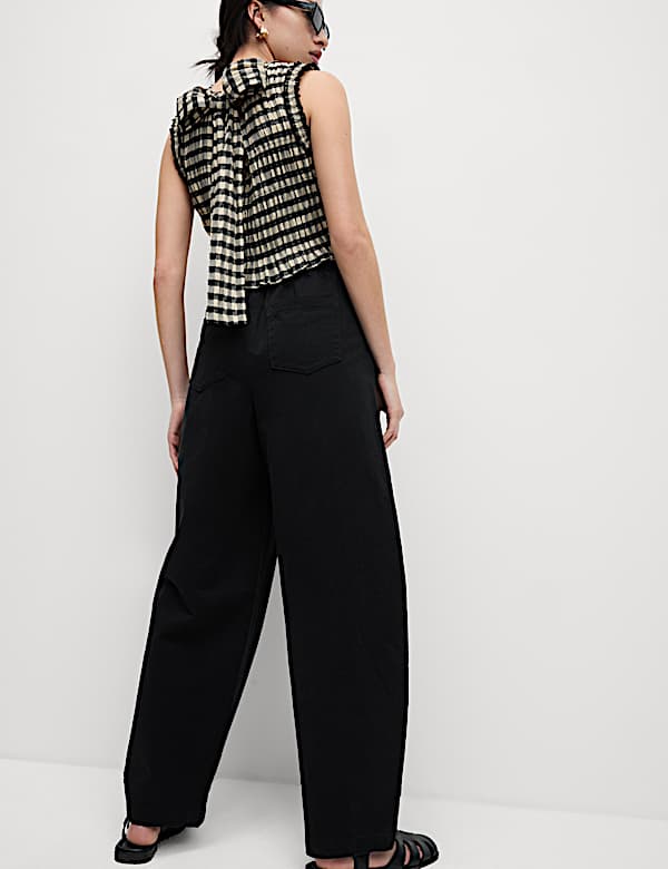 Elasticated Waist Barrel Leg Casual Trousers