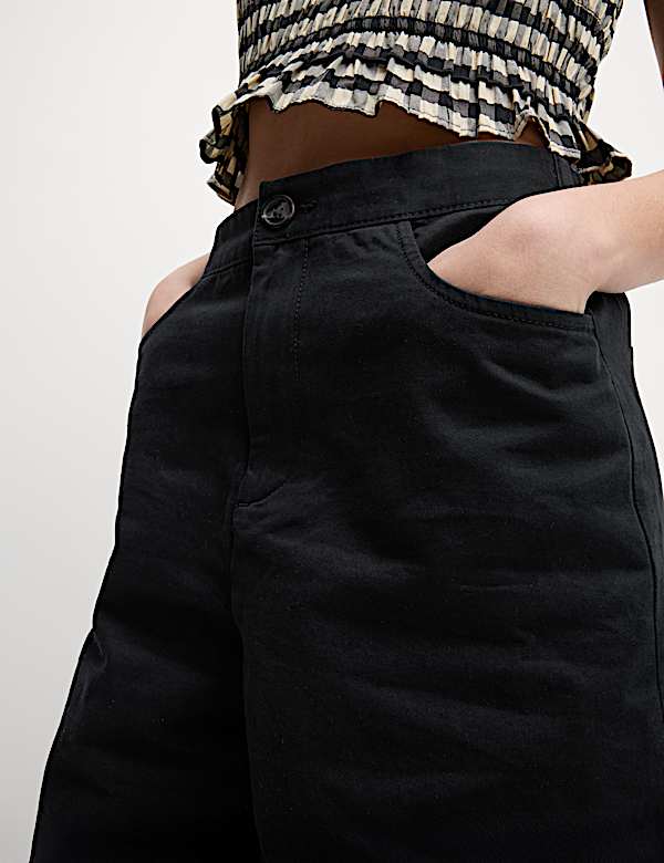 Elasticated Waist Barrel Leg Casual Trousers