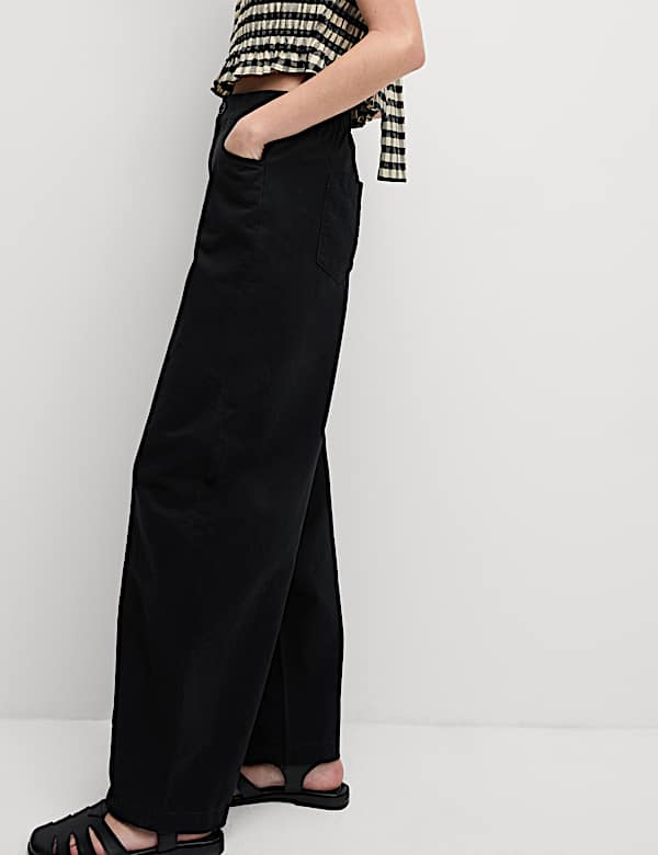 Elasticated Waist Barrel Leg Casual Trousers