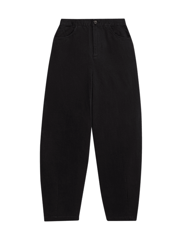 Elasticated Waist Barrel Leg Casual Trousers