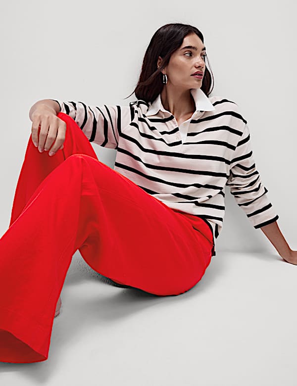 Linen Blend Wide Leg Trousers