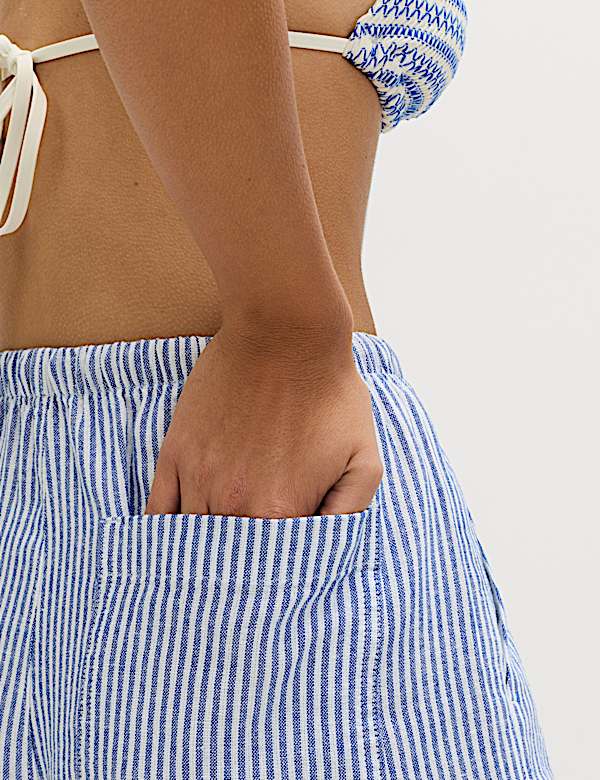 Linen Blend Wide Leg Trousers - US