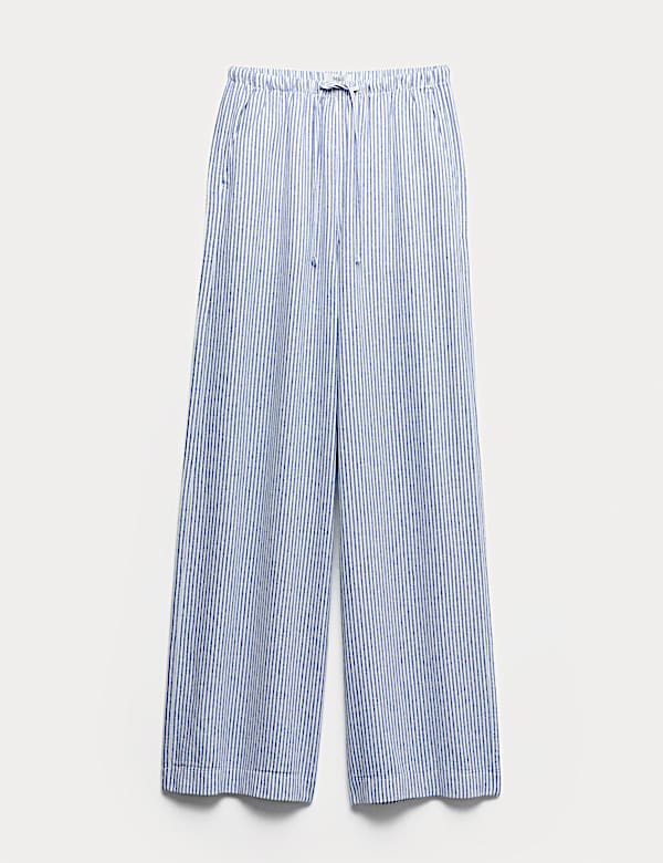 Linen Blend Wide Leg Trousers - US