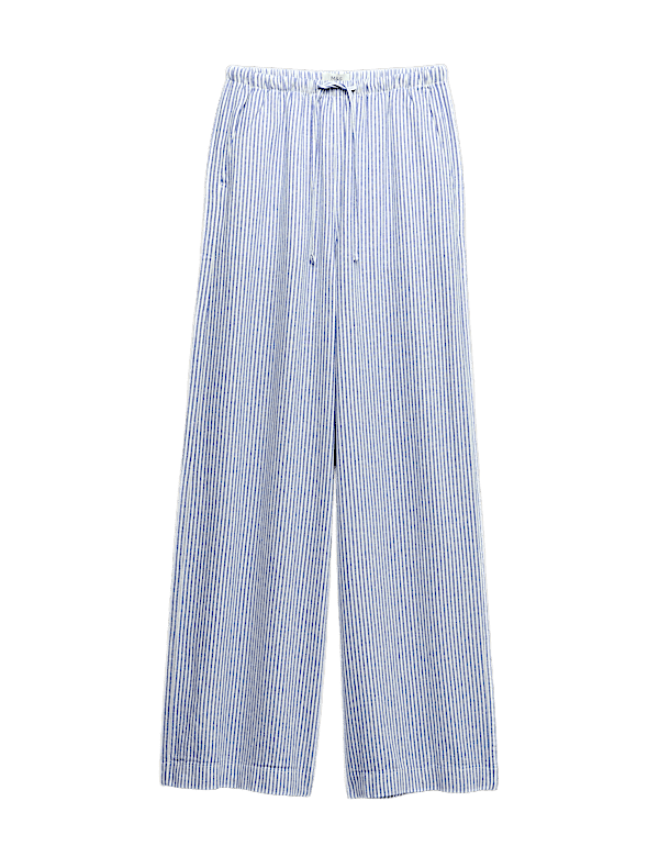 Linen Blend Wide Leg Trousers