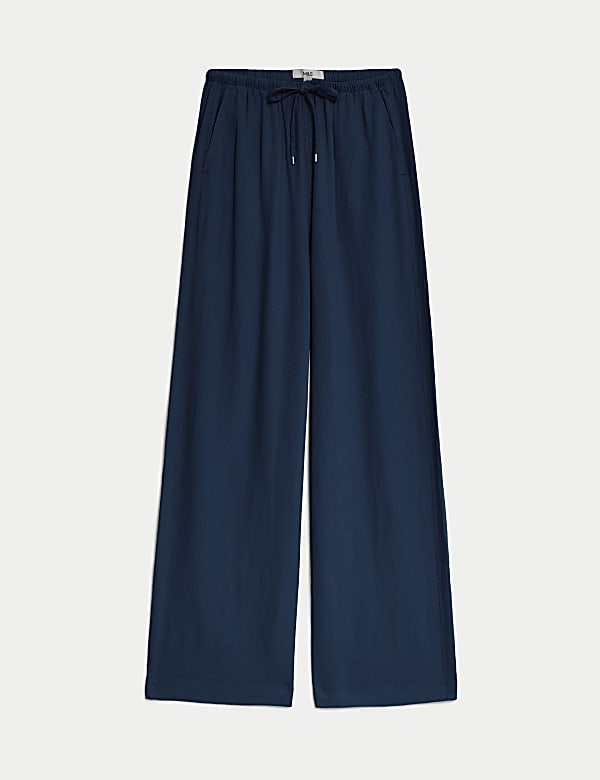 Linen Blend Wide Leg Trousers - US