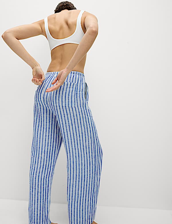 Linen Blend Wide Leg Trousers