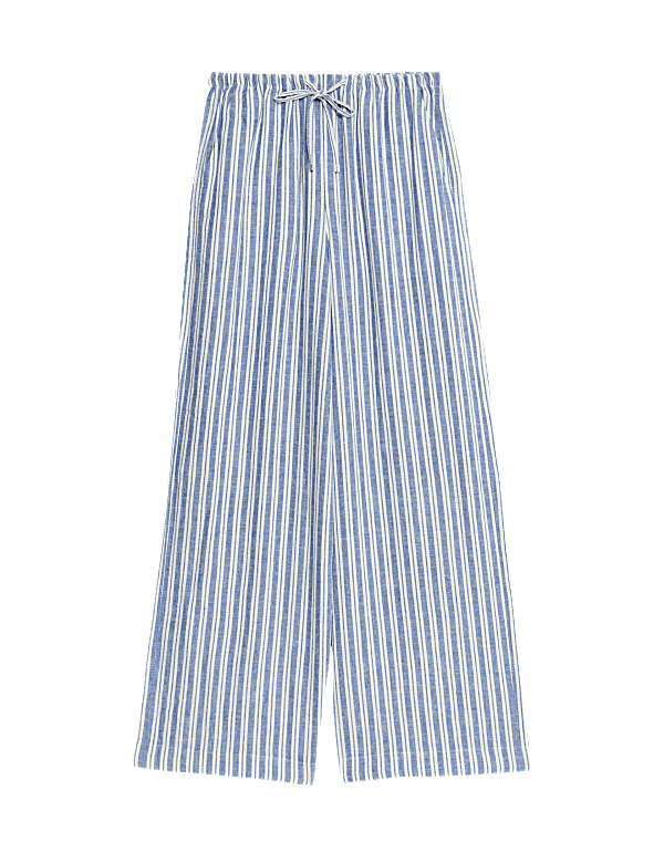 Linen Blend Wide Leg Trousers