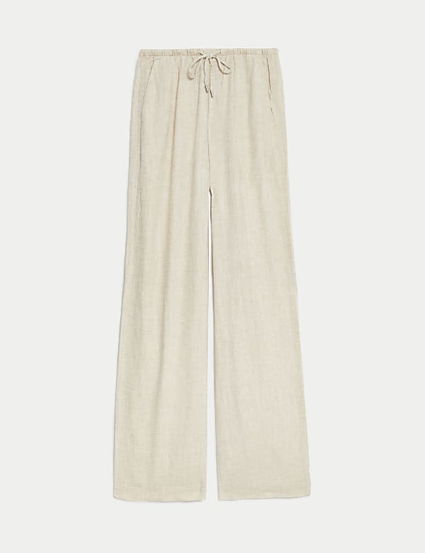 Linen Blend Wide Leg Trousers