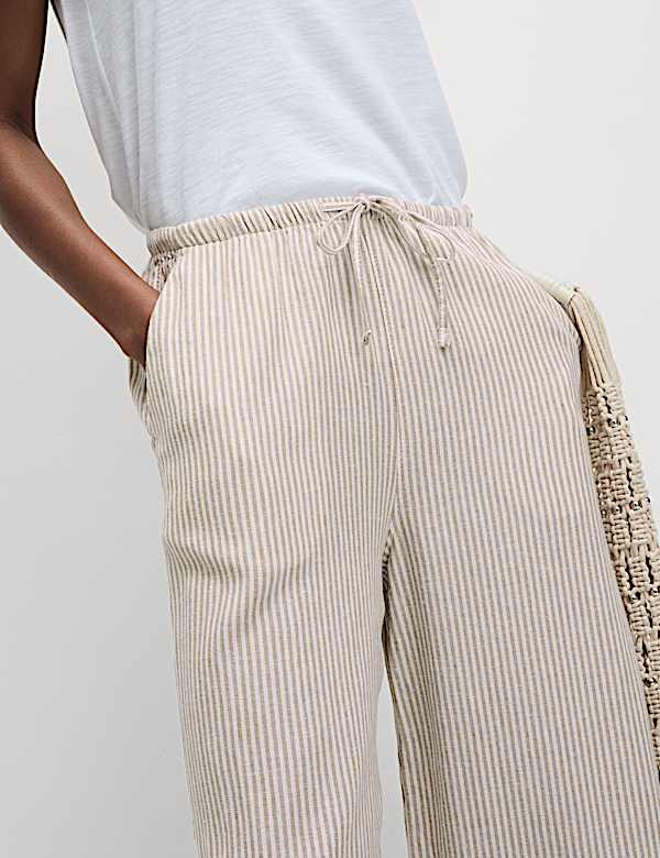 Linen Blend Wide Leg Trousers