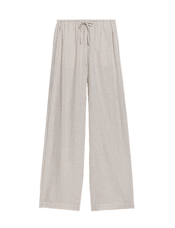 Linen Blend Wide Leg Trousers
