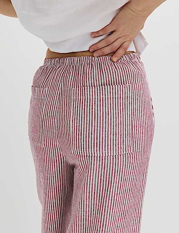 Linen Blend Wide Leg Trousers