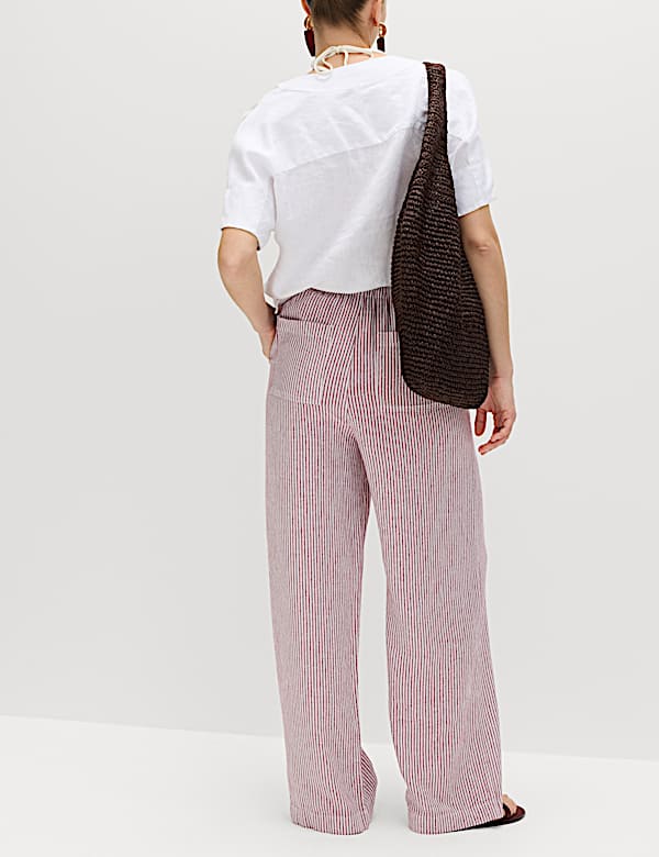 Linen Blend Wide Leg Trousers