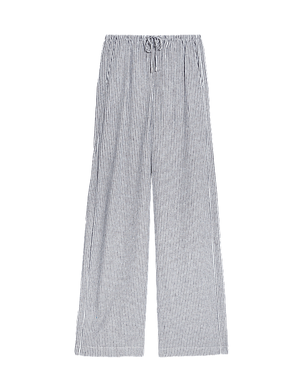 Linen Blend Wide Leg Trousers