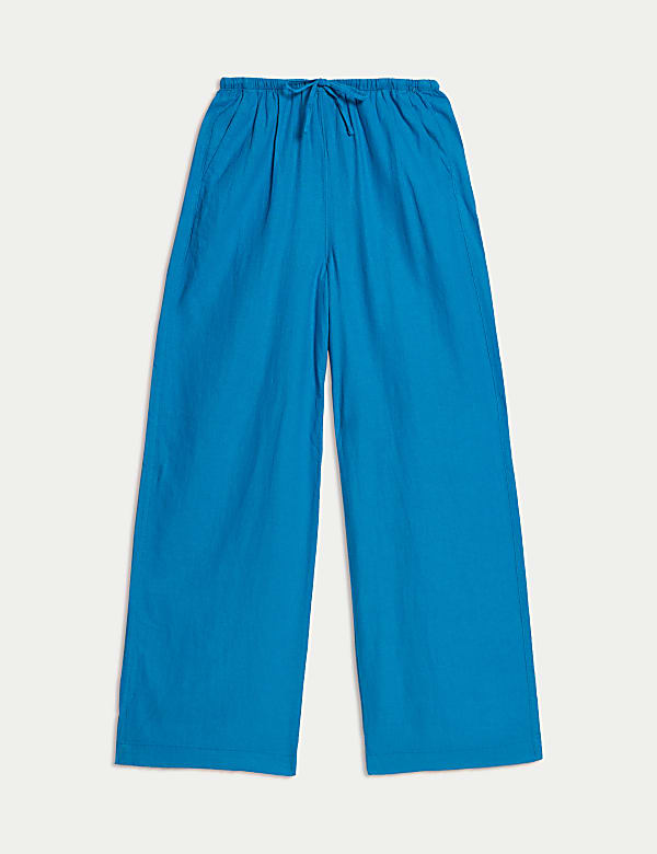 Linen Blend Wide Leg Trousers - IL