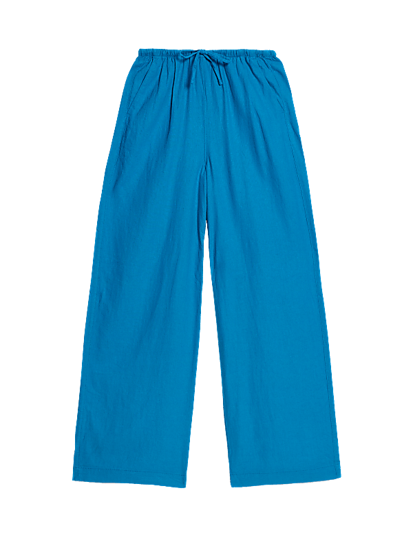 Linen Blend Wide Leg Trousers
