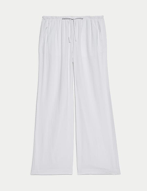 Linen Blend Wide Leg Trousers - US
