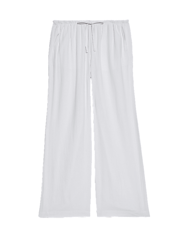 Linen Blend Wide Leg Trousers
