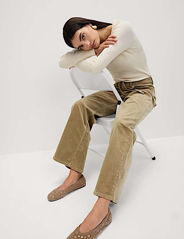 Cotton Rich Cord Wide Leg Trousers - SI