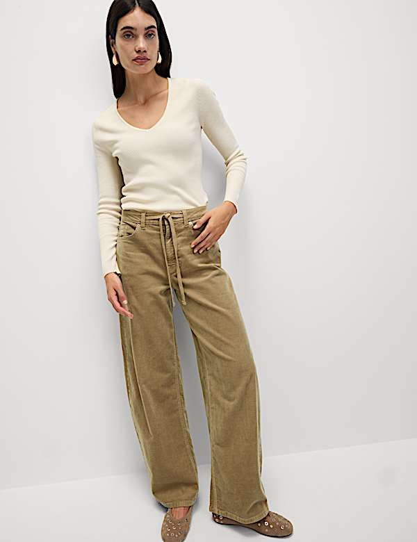 Cotton Rich Cord Wide Leg Trousers - SI