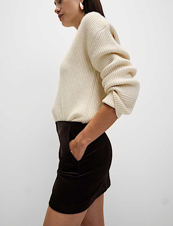 Cord Mini A-Line Skirt - JE